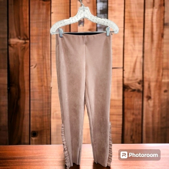 Zara Faux Suede Ankle Pants w/Ruffle Fringe Size Small - Picture 1 of 6